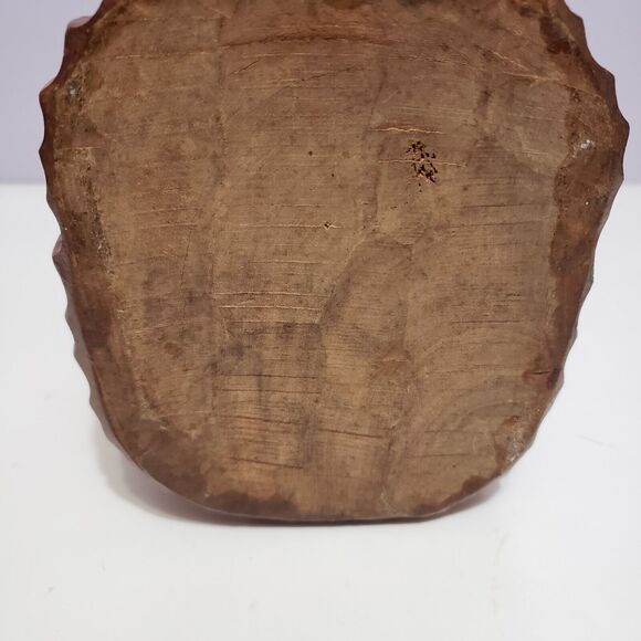 Wooden Folklore Hand Carved Asian Man Hat Pipe 11" Tall Home Decor - Picture 5 of 10